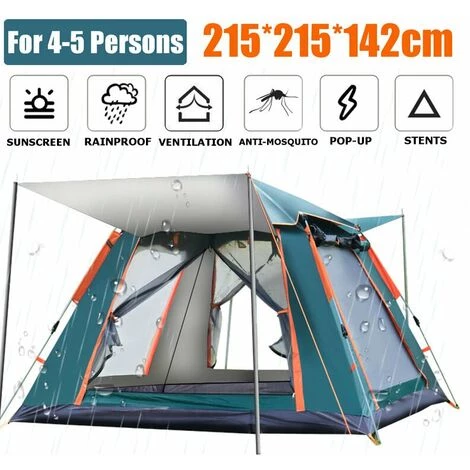 PREMIER Pour 4-5 Personnes Tente De Camping Automatique Portable 215x215cm étanche Résistance UV Abris Soleil Vert 3 PREMIER Pour 4-5 Personnes Tente De Camping Automatique Portable 215x215cm étanche Résistance UV Abris Soleil Vert