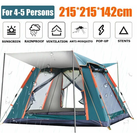 PREMIER Pour 4-5 Personnes Tente De Camping Automatique Portable 215x215cm étanche Résistance UV Abris Soleil Vert 7 PREMIER Pour 4-5 Personnes Tente De Camping Automatique Portable 215x215cm étanche Résistance UV Abris Soleil Vert - Image 5
