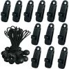 YIDOMDE 24 Pcs Clip De Tente Bâche Avec 12x Pince Pour Bache Et 12x Tendeur Corde Elastique, Pince A Oeillet Pour Bache Camping Accessoires Pour Tentes, Bache Piscine, Bâches, Auvents, Gazebos Tente,A