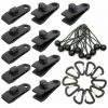 JOORRT Lot De 10 Clips De Bâche Support De Bâche Pour Extérieur Avec Attache En Toile Et Cordon élastique + Mousqueton En Forme De D Pour Bâches, Auvents, Camping, Caravane, Couvertures De Voiture -Tente de réception Soldes 66165201 1