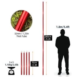 TANCYCO Poteaux De Bâche Pliables Poteaux De Tente De Camping Réglables Pour Auvents De Bâche Auvent Abri Anti-pluie (rouge) -Tente de réception Soldes 66307378 2