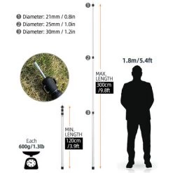 TANCYCO Poteaux De Bâche Télescopiques Poteaux De Tente De Camping Réglables Poteaux De Tente En Aluminium Légers Portables De Remplacement Pour Auvents Auvent Abri Anti-pluie (Noir 1pcs) -Tente de réception Soldes 66307385 2