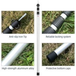 TANCYCO Poteaux De Bâche Télescopiques Poteaux De Tente De Camping Réglables Poteaux De Tente En Aluminium Légers Portables De Remplacement Pour Auvents Auvent Abri Anti-pluie (Noir 1pcs) -Tente de réception Soldes 66307385 3