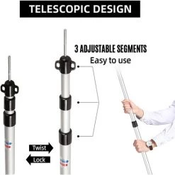 TANCYCO Poteaux De Bâche Télescopiques Poteaux De Tente De Camping Réglables Poteaux De Tente En Aluminium Légers Portables De Remplacement Pour Auvents Auvent Abri Anti-pluie (Noir 1pcs) -Tente de réception Soldes 66307385 4
