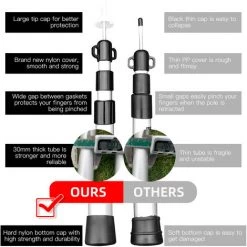 TANCYCO Poteaux De Bâche Télescopiques Poteaux De Tente De Camping Réglables Poteaux De Tente En Aluminium Légers Portables De Remplacement Pour Auvents Auvent Abri Anti-pluie (Noir 1pcs) -Tente de réception Soldes 66307385 5