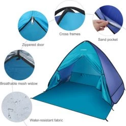 TANCYCO Tente De Plage Automatique Instantanée Pop Up Légère Ombre De Plage Extérieure Abri Soleil Tente Auvent Cabana Avec Sac De Transport -Tente de réception Soldes 66307405 5