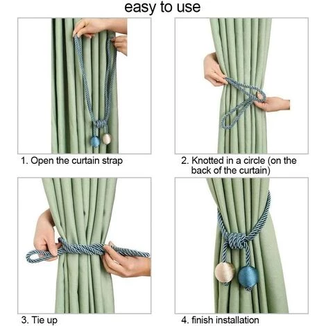 Lot De 2 Embrasses De Rideaux-Embrasse Rideau Tressage Rideaux Boucle Attaches Pour Rideaux-Boucles Pour Rideaux-Accessoires Pour Rideaux Et Stores- Beige + Gris -Adélala 7 Lot De 2 Embrasses De Rideaux-Embrasse Rideau Tressage Rideaux Boucle Attaches Pour Rideaux-Boucles Pour Rideaux-Accessoires Pour Rideaux Et Stores- Beige + Gris -Adélala - Image 5