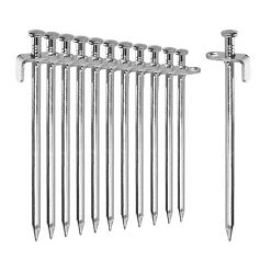 12x Piquets De Tente En Acier - Piquets Longs Et Robustes Pour Le Camping Et L'extérieur - Piquet De Tente (argent, 20cm)——Adélala