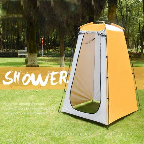 TANCYCO Tente De Camping En Plein Air Douche Portable Tentes De Bain Vestiaire Abri Anti-pluie Plage Toilette De Montagne (jaune Et Gris) 4 TANCYCO Tente De Camping En Plein Air Douche Portable Tentes De Bain Vestiaire Abri Anti-pluie Plage Toilette De Montagne (jaune Et Gris) - Image 2