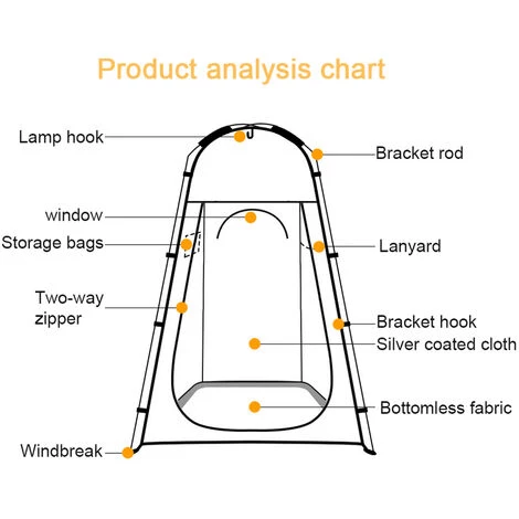 TANCYCO Tente De Camping En Plein Air Douche Portable Tentes De Bain Vestiaire Abri Anti-pluie Plage Toilette De Montagne (jaune Et Gris) 6 TANCYCO Tente De Camping En Plein Air Douche Portable Tentes De Bain Vestiaire Abri Anti-pluie Plage Toilette De Montagne (jaune Et Gris) - Image 4