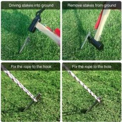 TANCYCO Piquets De Tente En Acier Robuste Avec Crochet Et Trou Pour Auvent De Tente De Camping En Plein Air (R40-6) -Tente de réception Soldes 66391455 2