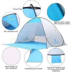 TANCYCO 70.9x59x43.3 Pouces Tente De Plage Pop-up Instantanée Automatique Anti UV Abri Soleil Cabana Pour Camping Pêche Randonnée Pique-Nique (Type B) -Tente de réception Soldes 66391492 4