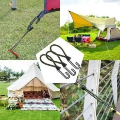 YIDOMDE Lot De 6 Tendeurs élastiques Avec Crochets, Corde élastique Avec Crochets En Métal Pour Attacher Des Bâches En Plein Air, Verrouillage De La Charge De La Moto -Tente de réception Soldes 66557226 5