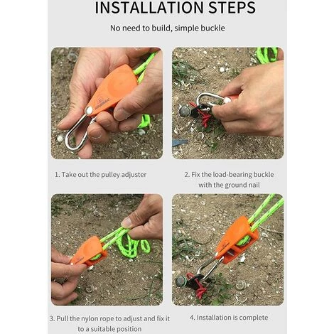 YIDOMDE 4m Cordes Réfléchissante Pour Tente,Cordes Pour Tente Réfléchissante,4 Mm Corde Ficelle Avec Poulie En Alliage De Zinc,Corde Tente Camping,Corde Camping Pour Camping Tente Bâche Randonnée Auvent,vert 6 YIDOMDE 4m Cordes Réfléchissante Pour Tente,Cordes Pour Tente Réfléchissante,4 Mm Corde Ficelle Avec Poulie En Alliage De Zinc,Corde Tente Camping,Corde Camping Pour Camping Tente Bâche Randonnée Auvent,vert - Image 4