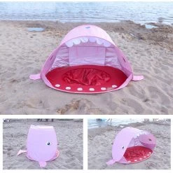 TANCYCO Tente De Camping En Plein Air Tente De Jeu Amusante Tente De Requin Sans Installation Pour Garçons Et Filles Tente De Plage Pour Bébé Tente De Terrain De Jeu Pour Enfants Pare-soleil De Plage Protection UV Avec Piscine Pour Camping Beach Backyard (Rose, T -Tente de réception Soldes 66645817 3