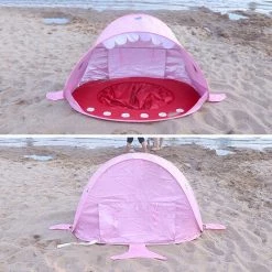 TANCYCO Tente De Camping En Plein Air Tente De Jeu Amusante Tente De Requin Sans Installation Pour Garçons Et Filles Tente De Plage Pour Bébé Tente De Terrain De Jeu Pour Enfants Pare-soleil De Plage Protection UV Avec Piscine Pour Camping Beach Backyard (Rose, T -Tente de réception Soldes 66645817 5