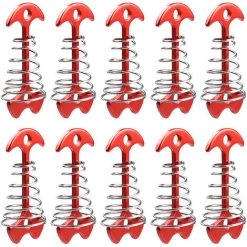 TANCYCO 10 Pièces En Alliage D'aluminium Tendeur De Corde De Tente Arête De Poisson Ressort Deckpeg Tente Auvent Ancre Pour Camping Pêche Randonnée