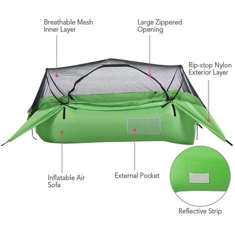 TANCYCO Tente De Lit Gonflable 2 En 1 Canapé Gonflable Avec Auvent Portable Camping En Plein Air Tente De Suspension Lit Pneumatique Pour Sac à Dos Randonnée Arrière-cour (Rose) 6 TANCYCO Tente De Lit Gonflable 2 En 1 Canapé Gonflable Avec Auvent Portable Camping En Plein Air Tente De Suspension Lit Pneumatique Pour Sac à Dos Randonnée Arrière-cour (Rose) - Image 4