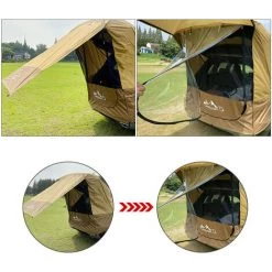 TANCYCO Tente De Voiture étanche Extérieur Auvent De Voiture Abri Soleil Pliant Camping Auvent Ultraléger Plage Pare-soleil Tente De Voiture Robuste Pour Camping Voyage Famille Activités De Plein Air (marron-3) -Tente de réception Soldes 66645895 3