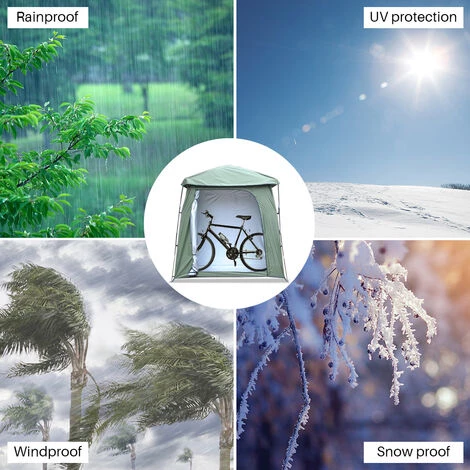 TANCYCO Abri De Rangement Extérieur étanche Pour Vélos, Tente De Vélo Robuste, Gain De Place, Housse De Rangement Pour Outils De Jardin, Sac à Dos, Abri (vert A) 6 TANCYCO Abri De Rangement Extérieur étanche Pour Vélos, Tente De Vélo Robuste, Gain De Place, Housse De Rangement Pour Outils De Jardin, Sac à Dos, Abri (vert A) - Image 4