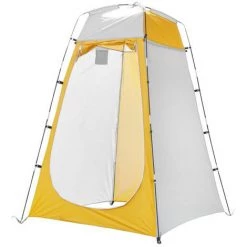 TANCYCO Tente De Douche Extérieure Portable Avec Protection UV Salle De Bain Tente De Camping Abri De Pluie Vestiaire Tente De Confidentialité Pour Camping En Plein Air Vélo Randonnée Plage Avec Sac De Transport (jaune Et Gris) -Tente de réception Soldes 66645934 3