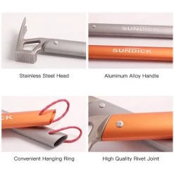 TANCYCO Marteau De Tente De Camping En Plein Air En Acier Inoxydable Extracteur De Clous De Tente Accessoire De Piquet De Tente (orange) -Tente de réception Soldes 66645950 5