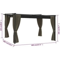 VidaXL Belvédère 4x3 M Taupe - Taupe 9 VidaXL Belvédère 4x3 M Taupe - Taupe -Tente de réception Soldes 66685398 3