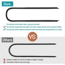 MODOU Lot De 8 Piquets De Trampoline En Acier Galvanisé Avec Crochet En T (noir) -Tente de réception Soldes 66741847 3