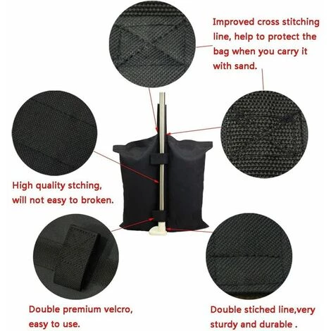 PREMIER Sac De Lestage Robuste De Qualité Industrielle Avec Coutures Doubles Pour Auvent De Tente Dépliable Noir Voir Les Détails Du Produit 4 PREMIER Sac De Lestage Robuste De Qualité Industrielle Avec Coutures Doubles Pour Auvent De Tente Dépliable Noir Voir Les Détails Du Produit - Image 2
