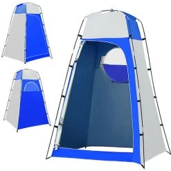 TANCYCO Tente D'abri De Confidentialité Portable Douche Extérieure Toilettes Vestiaire Tente Avec Fond Amovible Pour Camping Plage Photographie (bleu Et Gris) -Tente de réception Soldes 66805851 2
