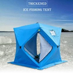 TANCYCO Tente De Pêche Sur Glace Isolée Coupe-vent Pour 3 à 4 Personnes Avec 2 Portes (bleu)