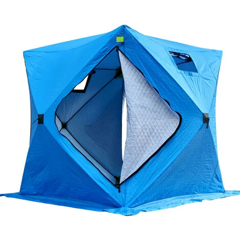 TANCYCO Tente De Pêche Sur Glace Isolée Coupe-vent Pour 3 à 4 Personnes Avec 2 Portes (bleu) 4 TANCYCO Tente De Pêche Sur Glace Isolée Coupe-vent Pour 3 à 4 Personnes Avec 2 Portes (bleu) - Image 2
