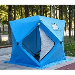 TANCYCO Tente De Pêche Sur Glace Isolée Coupe-vent Pour 3 à 4 Personnes Avec 2 Portes (bleu) 11 TANCYCO Tente De Pêche Sur Glace Isolée Coupe-vent Pour 3 à 4 Personnes Avec 2 Portes (bleu) -Tente de réception Soldes 66805876 5
