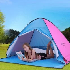 TANCYCO Tente De Camping En Plein Air Pop-up Fun-Play Tent Tente Instantanée Automatique Tente De Protection UV Auvent Pare-soleil Pour Camping Plage Arrière-cour (M, Jaune Et Rose) -Tente de réception Soldes 66805908 4