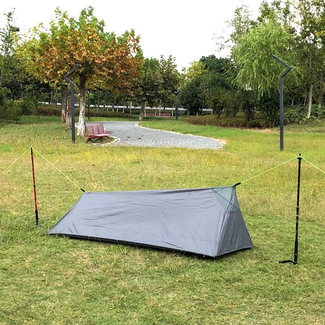 TANCYCO Tente De Randonnée Camping En Plein Air Sac De Couchage Tente Légère Pour Personne Seule Avec Filet (Gris) 6 TANCYCO Tente De Randonnée Camping En Plein Air Sac De Couchage Tente Légère Pour Personne Seule Avec Filet (Gris) - Image 4