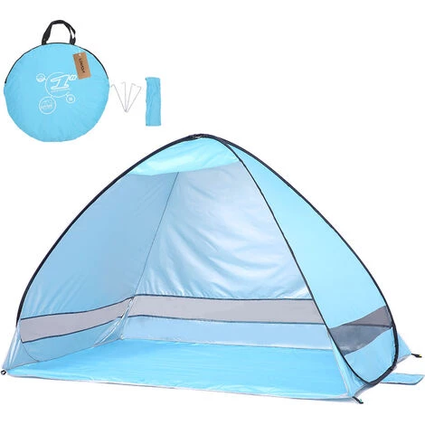 TANCYCO Tente De Plage Instantanée Pop Up Protection UV Légère Abri Solaire Tente Pare-soleil Auvent (Bleu) 3 TANCYCO Tente De Plage Instantanée Pop Up Protection UV Légère Abri Solaire Tente Pare-soleil Auvent (Bleu)