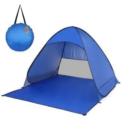 TANCYCO Tente De Plage Automatique Instantanée Pop Up Légère Protection UV Extérieure Camping Pêche Tente Cabana Abri Soleil (165 × 150 × 110 Cm, Bleu Royal)
