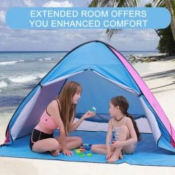 TANCYCO Tente De Camping En Plein Air Pop-up Fun-Play Tent Tente Instantanée Automatique Tente De Protection UV Auvent Pare-soleil Pour Camping Plage Arrière-cour (L, Jaune Et Rose) -Tente de réception Soldes 66806043 5