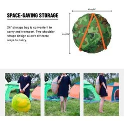 TANCYCO Tente De Camping Pliante Pour 2 Personnes Avec Sac De Transport Installation Facile Pour Les Week-ends En Plein Air (2 Portes, Orange) -Tente de réception Soldes 66879134 3