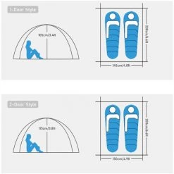 TANCYCO Tente De Camping Pliante Pour 2 Personnes Avec Sac De Transport Installation Facile Pour Les Week-ends En Plein Air (2 Portes, Orange) -Tente de réception Soldes 66879134 5