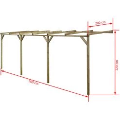 LES TENDANCES Pergola à Appentis 2 X 5 X 2,2 M Bois -Tente de réception Soldes 66924443 4