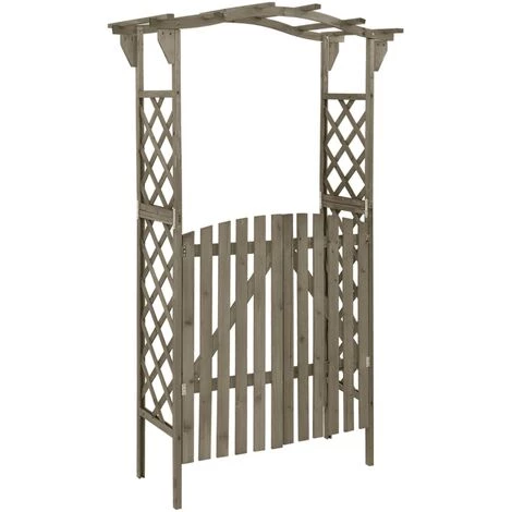 LES TENDANCES Pergola Avec Portail 116x40x204 Cm Gris Bois De Sapin Massif 3 LES TENDANCES Pergola Avec Portail 116x40x204 Cm Gris Bois De Sapin Massif