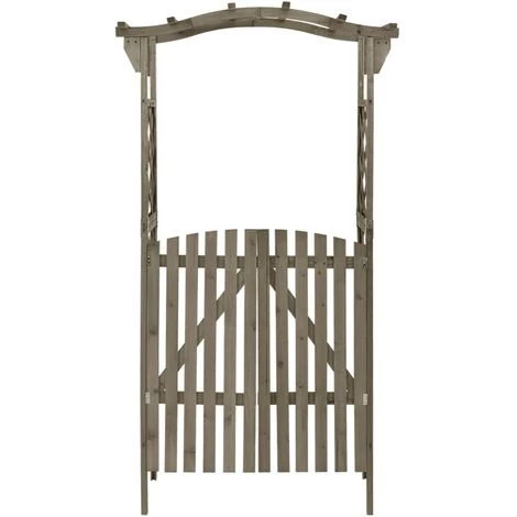 LES TENDANCES Pergola Avec Portail 116x40x204 Cm Gris Bois De Sapin Massif 4 LES TENDANCES Pergola Avec Portail 116x40x204 Cm Gris Bois De Sapin Massif - Image 2