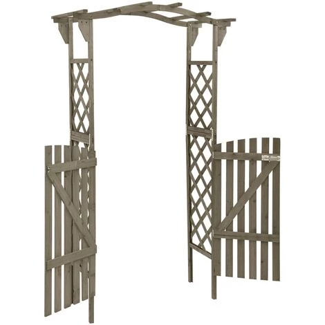 LES TENDANCES Pergola Avec Portail 116x40x204 Cm Gris Bois De Sapin Massif 5 LES TENDANCES Pergola Avec Portail 116x40x204 Cm Gris Bois De Sapin Massif - Image 3