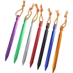 Paquet De 12 Piquets De Tente-tente Extérieure Ciel Rideau Clou Au Sol En Alliage D'aluminium Camping Camping Clou De Tente Audacieux à Trois Tranchants Avec Corde 18cm - Bleu GDRHVFD -Tente de réception Soldes 66991468 5