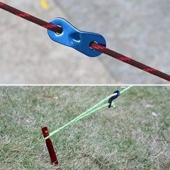 LADACèE Tendeur De Corde, Tendeur De Corde Camping, 2 Trous Alliage D’Aluminium Ajusteur De Corde à Vent Tendure, Pour Tente Bâche Randonnée Camping, Bleu, 15 Pièces -Tente de réception Soldes 67143904 4