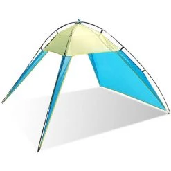 TANCYCO Tente De Plage Voyage En Plein Air Protection UV Abri Pare-soleil Pour Camping Randonnée Pêche (bleu Et Jaune)