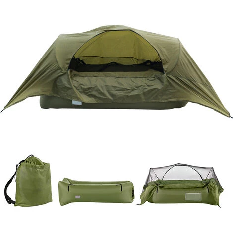 TANCYCO Tente De Lit Gonflable 2 En 1 Canapé Gonflable Avec Auvent Portable Camping En Plein Air Tente De Suspension Lit Pneumatique Pour Sac à Dos Randonnée Arrière-cour (vert Armée) 3 TANCYCO Tente De Lit Gonflable 2 En 1 Canapé Gonflable Avec Auvent Portable Camping En Plein Air Tente De Suspension Lit Pneumatique Pour Sac à Dos Randonnée Arrière-cour (vert Armée)