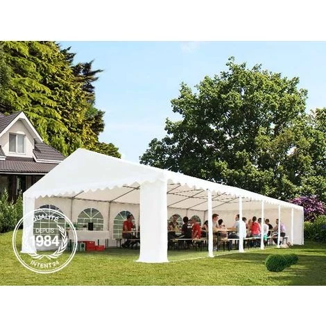 INTENT24.FR Tente Barnum De Réception 5x8 M PREMIUM Bâches Amovibles PVC Env. 500g/m² Blanc + Cadre De Sol Jardin - Blanc 4 INTENT24.FR Tente Barnum De Réception 5x8 M PREMIUM Bâches Amovibles PVC Env. 500g/m² Blanc + Cadre De Sol Jardin - Blanc - Image 2