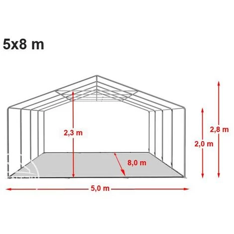 INTENT24.FR Tente Barnum De Réception 5x8 M PREMIUM Bâches Amovibles PVC Env. 500g/m² Blanc + Cadre De Sol Jardin - Blanc 7 INTENT24.FR Tente Barnum De Réception 5x8 M PREMIUM Bâches Amovibles PVC Env. 500g/m² Blanc + Cadre De Sol Jardin - Blanc - Image 5